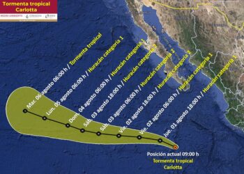 Informa Protección Civil: Tormenta Tropical “Carlotta”  ha comenzado a intensificarse gradualmente