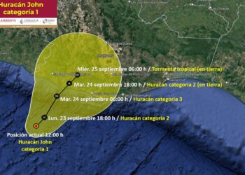 “John”, cobra fuerza en el Pacifico mexicano, podría alcanzar categoría 3; hay Alerta en los Estados de Guerrero y Oaxaca