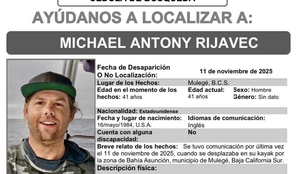 Desaparece “Gringo”, con todo y su Kayak, en Mulegé