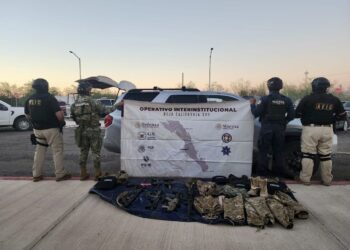 Aseguran  10 Armas de Fuego, Equipo Táctico y un Vehículo en Comondú